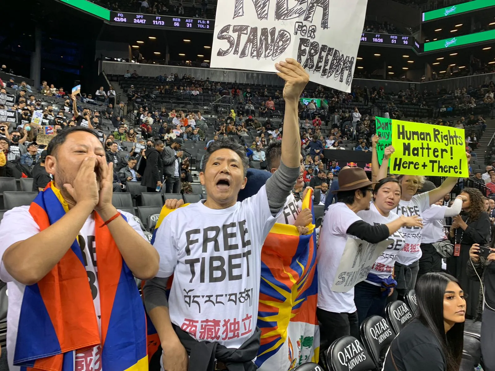 Tibet Activists Protest at Brooklyn Nets & Toronto Raptors Game