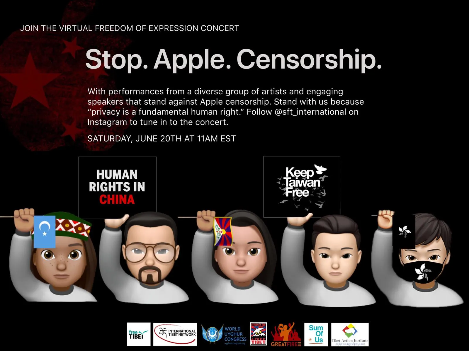 Technology, Human Rights, Freedom of Expression Activists & Prominent Artists to Expose Apple Censorship