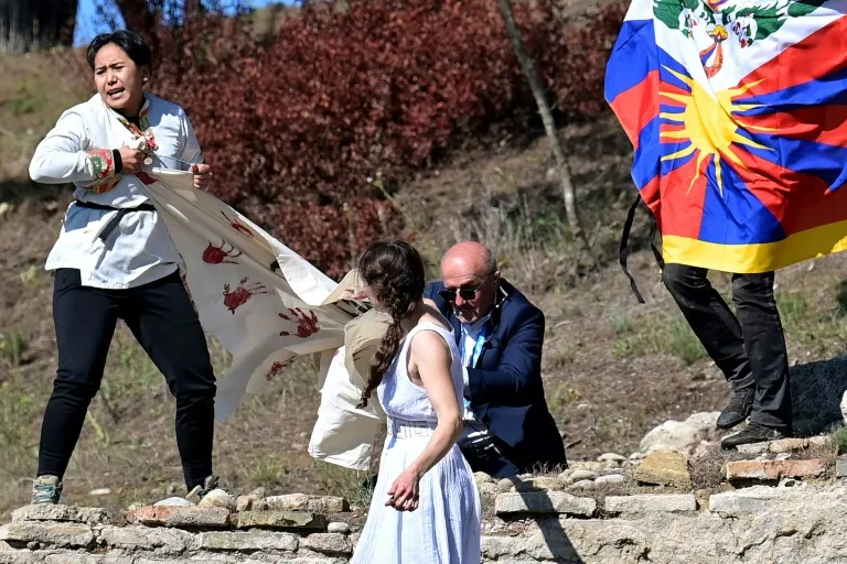 BREAKING: TIBET ACTIVISTS ARRESTED AFTER DISRUPTING OLYMPIC TORCH LIGHTING CEREMONY; OTHERS DETAINED OUTSIDE AT DIRECTION OF CHINESE GOVERNMENT OFFICIALS